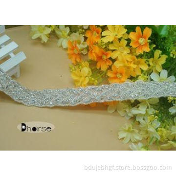Custom Silver Beaded Crystal Bridal Rhinestone Beaded Trim